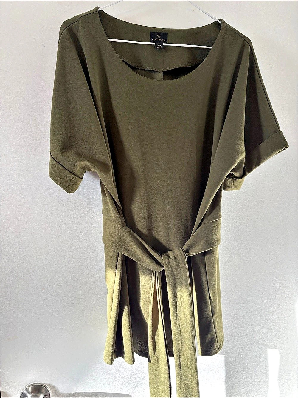 Worthington Olive Tie-Waist Tunic Size XXL Like New